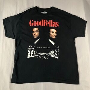 Goodfellas Movie Men's Extra Large Black Graphic T Shirt Mafia Film Hybrid